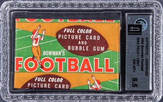 1954 Bowman Football Unopened One-Cent Wax Pack – GAI NM-MT+ 8.5
